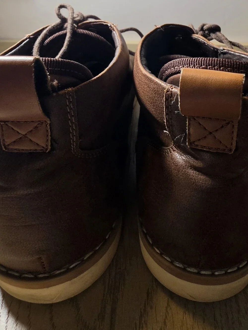 Madden Men’s Brown Leather Chukka Lace-Up Ankle Boots Round Toe US 12